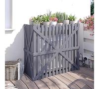 Housse de climatiseur extérieur en bois épais avec structure stable - Bonne perméabilité à l'air - Gris - 105 x 50 x 95 cm - Parfaite pour protéger les unités climatisées des éléments météorologiques