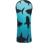 Housse de club de golf en cuir de qualité supérieure avec étiquettes interchangeables pour bois et conducteur de parcours hybride prédateur, requin, monstres marins, animaux marins