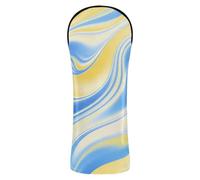 Housse de club de golf en cuir Motif vagues bleues et jaunes | Couvre-tête imperméable en cuir de qualité supérieure avec numéro interchangeable. Mots clés pour Driver Fairway Hybrid Wood