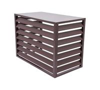 Housse de condensateur d'air d'extérieur en aluminium pour pompe à chaleur avec persiennes - Protection contre les intempéries - Marron - Dessus plat - 120 x 70 x 150 cm - Séparateur d'espace pour