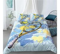 Housse de Couette 1 Personne 160x200 Badminton Parure de Lit Microfibre Ensemble de Literie 3D Graffiti Linéaire Housse Couette et 2 Taies d'oreiller 65x65 pour Enfants k.2960