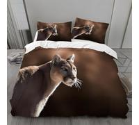 Housse de Couette 1 Personne 160x200 Brun Foncé Parure de Lit Microfibre Ensemble de Literie 3D Lion Housse Couette et 2 Taies d'oreiller 65x65 pour Enfants k.2545