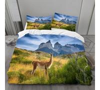Housse de Couette 1 Personne 160x200 Cerf Parure de Lit Microfibre Ensemble de Literie 3D Savane Africaine Housse Couette et 2 Taies d'oreiller 65x65 pour Enfants k.2607