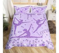 Housse de Couette 1 Personne 160x200 Diamant Violet Parure de Lit Microfibre Ensemble de Literie 3D Danseuse Housse Couette et 2 Taies d'oreiller 65x65 pour Enfants k.2923