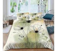 Housse de Couette 1 Personne 160x200 Fleurs Parure de Lit Microfibre Ensemble de Literie 3D Dessin au Trait Housse Couette et 2 Taies d'oreiller 65x65 pour Enfants k.2743