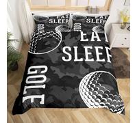 Housse de Couette 1 Personne 160x200 Golf Parure de Lit Microfibre Ensemble de Literie 3D Gris Housse Couette et 2 Taies d'oreiller 65x65 pour Enfants k.2929