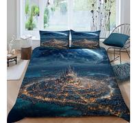 Housse de Couette 1 Personne 160x200 Technologie Parure de lit Microfibre Ensemble de Literie 3D Bleu Housse Couette et 2 Taies d'oreiller 65x65 pour Enfants m.1807