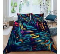 Housse de Couette 1 Personne 90x190 Abstrait Parure de lit Microfibre Ensemble de Literie 3D Art Fluorescent Housse Couette et 2 Taies d'oreiller 65x65 pour Enfants m.1681