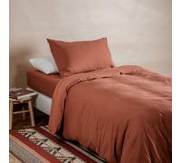 Housse De Couette 1 Personne Pur Coton Bio Terracotta 140X200
