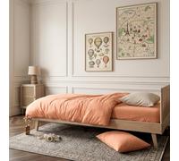 Housse De Couette 1 Personne Satin De Coton Bio Lavé Peach 140X200