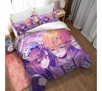 Housse De Couette 100% Coton Project Sekai Colorful Stage ! avec Hatsune Miku Parure De Lit Parure De Lit Imprimée Blanc Et Bleu Toutes Saisons (HM 04,220 x 240 cm)