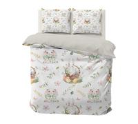 Housse de Couette 120x150 cm Enfant Microfibre Lapin de Pâques Rose Panier à Œufs Parure de Lit 1 Personne Papillon Romantique linge de lit Imprimée Réversible avec 1 Taie d'oreiller 40x60 cm A96