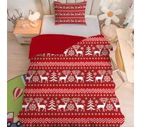 Housse de Couette 120x150 cm Enfant Rayures de Renne - Parure de Lit 1 Personne Flocons De Neige avec Taie d'oreiller 40x60, Sets de Housse Couette Réversible Ensemble de Literie - éCarlate C10