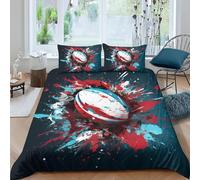Housse de Couette 135x200 cm Enfant Rugby Parure de Lit 1 Personne Painting Doodle Abstrait Doux en Microfibre Imprimé 3D Literie avec 2 Taies d'oreiller 65x65 cm B.277