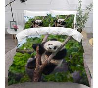 Housse de Couette 135x200 Enfant Zoo 3D Imprimé Parure de Lit 1 Personne Panda 3 Pièces Doux Microfibre Literie avec Fermeture Éclair et 2 Taies d'oreiller 65x65 cm d-233