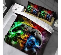 Housse de Couette 135x200cm 3D Gamepad Motif Parure de Lit Game Controller Impression Adulte Hommes Ado Enfants Garçons pour Enfants Adultes Ensemble de Literie avec 2 taie d'oreiller 50x75cm