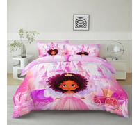 Housse de Couette 140 x 200 cm 1 Personne, Sets de Housses de Couettes pour Enfants Fille Garcon Taies d'oreillers, 3D Imprimé Multicolore Moderne Dessin Animé Princesse Parure de Lit Réversibles