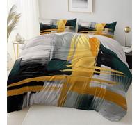Housse de Couette 140 x 200 cm avec 2 Taies d'oreiller 65 x 65 cm, Bleu Marine Imprimée Motif de Lit - 100% Microfibre Fermeture Éclair RêVe Ciel éToilé îLe Thème Linge de Lit pour Maison