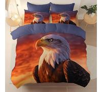Housse de Couette 140 x 200 cm avec fermeture éclair, Réaliste Photographie Animalière Aigle thème Housse de couette convient aux adultes et aux enfants - Microfibre respirante Parure de Lit Bleu