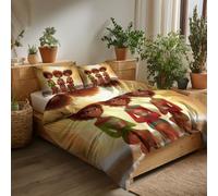 Housse de Couette 140 x 200 cm Femme Africaine Parure de Lit Garçon Fille en Microfibre Chambre Décor Housse Couette avec Fermeture Éclair avec 2 Taies d'oreiller 65x65 cm, Jaune