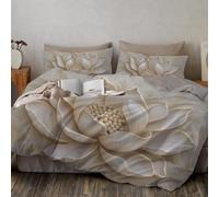 Housse De Couette 140 x 200 cm Relief De Lotus Blanc, Luxe Classique Housse De Couette Réversible Ultra Douce Et Confortable pour Enfants Et Adultes, Parure avec 1 Taies D'Oreil