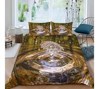 Housse de Couette 140 x 200 Goutte d'eau Transparente Imprimé 3D Parure de lit 1 Personne Art des Ondulations d'eau avec 2 Taies d'oreiller Douce Microfibre Literie 3 Pièces pour Enfants a_919