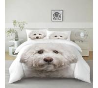 Housse de Couette 140 x 200 Motif de Chien Imprimé 3D Parure de lit 1 Personne Animaux de Compagnie avec 2 Taies d'oreiller 65x65 cm Douce Microfibre Literie 3 Pièces pour Enfants a_607