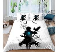 Housse de Couette 140x200 Anime Ado Fille Parure de lit 1 Personne Imprimé En 3D anime japonais Mangas japonais Microfibre 3 pièces avec Fermeture à GlissièRe CachéE et 2 Taies d'oreillers50x75cm