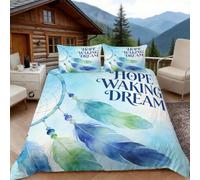 Housse de Couette 140x200 Attrape Reve, 1 Personne, Parure de Lit Mots Inspirants Microfibre avec 2 x Taie d'oreiller 65x65 cm avec Fermeture éclair