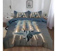 Housse de Couette 140x200 Avion de Chasse Parure de Lit 3D Imprimée Microfibre GarçOn Adolescent Housse Couette 1 Personne avec Fermeture éclair + 2 Taie d'oreiller 65x65 cm