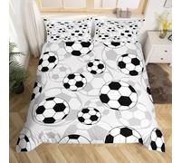 Housse de Couette 140x200 Ballon de Foot Microfibre Parure de Lit 3D Imprimée Garçon Sportif Housse Couette Ultra Douce Confortable avec 2 Taies d'oreiller D-2977