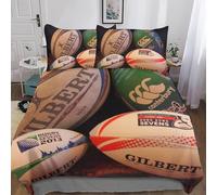 Housse de Couette 140x200 Ballon de Rugby Parure de Lit 1 Personnes Sports 3 Pièces en Microfibre Douce Impression 3D avec 2 Taies Oreiller 65x65 cm c-232