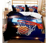 Housse de Couette 140x200 Basket, Garçon Parure de Lit 1 Personne Imprimée 3D Microfibre, 2 Taies d'oreiller 65x65 cm avec Fermeture éclair