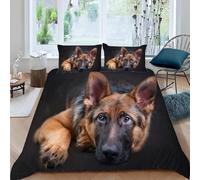 Housse de Couette 140x200 Berger Allemand Microfibre Douce Parures de Lit 1 Personnes Imprimé 3D Animaux Mignons et Animaux de Compagnie Housses Couette avec 2 Taies d'oreiller et Fermeture g.5558