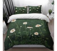 Housse de Couette 140x200 Blanc Vert Housse Couette 1 Personne Microfibre Parure Lit Ultra-Doux, Housses de Couettes avec Fermeture éclair - Inclure 2 Taies(50X75Cm)