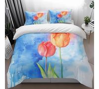 Housse De Couette 140X200 Bleu Jaune Couette 1 Personne Imprimé - Ensembles De Housses De Couette en Microfibre Brossée Douce, avec 2 Taie d'oreiller