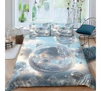Housse de Couette 140x200 Bulles Oniriques Parure de Lit 1 Personne Thème Cool Imprimée 3D Microfibre Literie Set 3 Pièces avec Housses Couettes et 2 Taies d'oreiller E-428