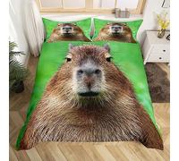 Housse de Couette 140x200 Capybara Parure de Lit Capybara Peluche Rongeur Mignon pour Enfants Adolescents Adultes Ensemble de Literie Imprimée 3D Animal Cadeaux Capybara pour Garçons et Filles