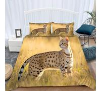 Housse de Couette 140x200 Chat de Service Parure de Lit Adulte 1 Personne Microfibre Respirante Animaux Africains Ensemble de Literie avec Fermeture Éclair et 2 Taies d'oreiller b.5842