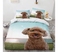 Housse de Couette 140x200 Chiens Parures de Lit Ados 3D Imprimée Literie Set 3 Pièces Animaux de Compagnie Mignons Microfibre Housse Couette 1 Personne avec 2 Taie d'oreiller F.1542