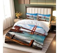 Housse de Couette 140x200 cm 3D Pont du Golden Gate avec 1 Taie d'oreiller