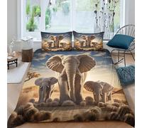 Housse De Couette 140X200 Cm Animal Éléphant Parure De Lit Enfants Adultes 1-2 Personnes en Microfibre Douce Imprimée 3D avec Fermeture Éclair, avec 2 Taies d'oreiller - Confortable -654V381D097