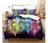 Housse de Couette 140x200 cm avec 2 Taies d'oreiller 65x65 cm, Motif Strang-er Things, Parure de Lit avec Fermeture Éclair- H1