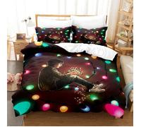 Housse de Couette 140x200 cm avec 2 Taies d'oreiller 65x65 cm, Motif Strang-er Things, Parure de Lit avec Fermeture Éclair- H2