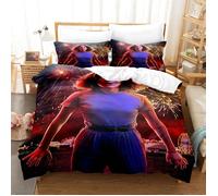 Housse de Couette 140x200 cm avec 2 Taies d'oreiller 65x65 cm, Motif Strang-er Things, Parure de Lit avec Fermeture Éclair- H3