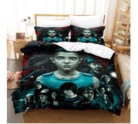 Housse de Couette 140x200 cm avec 2 Taies d'oreiller 65x65 cm, Motif Strang-er Things, Parure de Lit avec Fermeture Éclair- H7