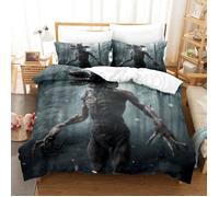 Housse de Couette 140x200 cm avec 2 Taies d'oreiller 65x65 cm, Motif Strang-er Things, Parure de Lit avec Fermeture Éclair- H5