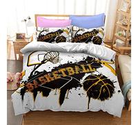 Housse de Couette 140x200 cm Basketball des sports Slam dunk Trapèze Signe Parures de Lit 3 pièces Literie 3D HD Impression Microfibre Avec fermeture éclair Convient aux enfants adultes adolescents