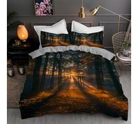 Housse de Couette 140x200 cm Bedding Housse de Couette Super Doux Confortable et Respirant avec Fermeture à Glissière Cachée + 2 Taies d'oreiller 65x65 cm - Bosco Soleggiato