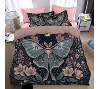 Housse de Couette 140x200 cm, Déesse De La Lune Fleurs Lune imprimé Réversible Rose Housse de Couette avec Fermetures éclair, 100% Microfibre légère Chaude Idées Créatives Animaux Parure de lit